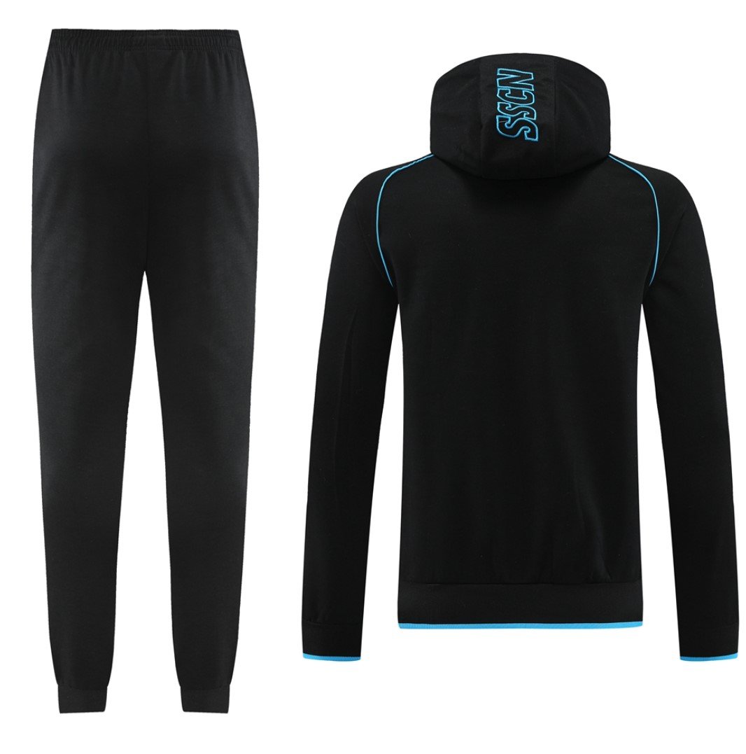 SSC Napoli 23/24 Hoodie Tracksuit (Black) - SoccerArmor -
