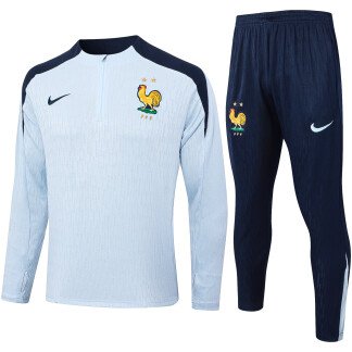 France 24/25 Half-Zip Training Tracksuit (Light Blue/Navy)