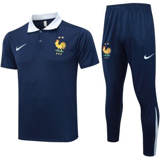 France 24/25 Polo Training Tracksuit (Dark Blue)