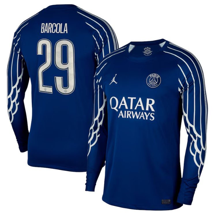 Barcola PSG 2425 Fourth Long Sleeve Jersey (Cup printing)