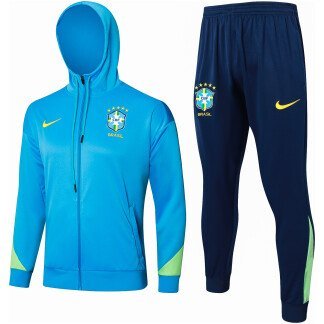Brazil 24/25 Hooded Half-Zip Tracksuit – Light Blue