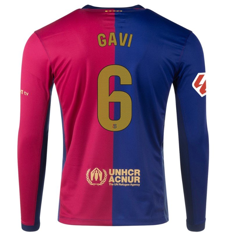 Gavi Barcelona 2425 Home Long Sleeve Jersey