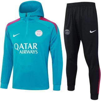 PSG 24/25 Hooded Half-Zip Tracksuit (Teal/Black)