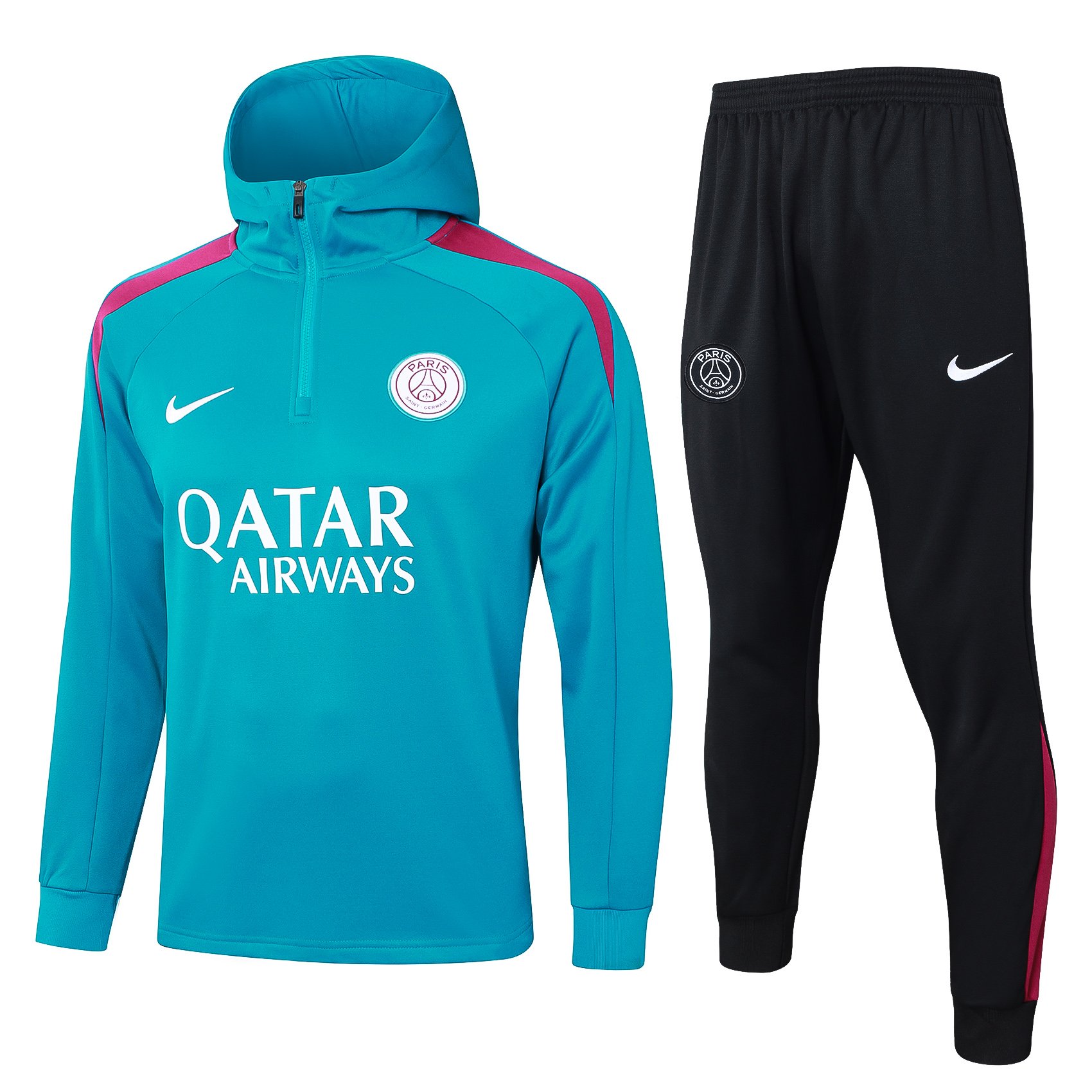 PSG 2425 Hooded Half-Zip Tracksuit (TealBlack)