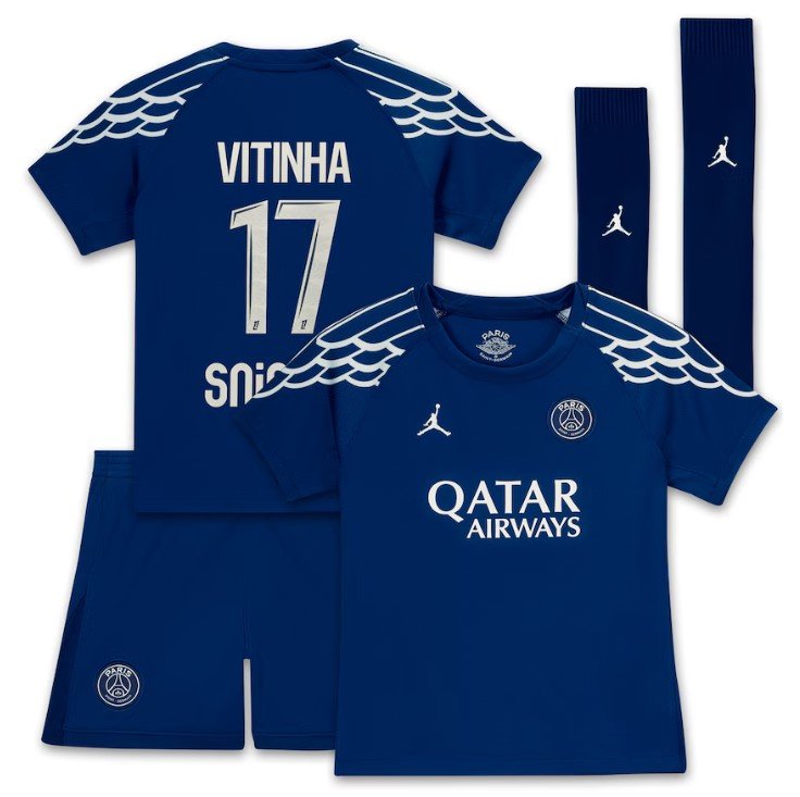 PSG 24-25 4th kit ヴィティーニャ Vitinha PSG 24/25 Fourth Kids Kit - SoccerArmor -