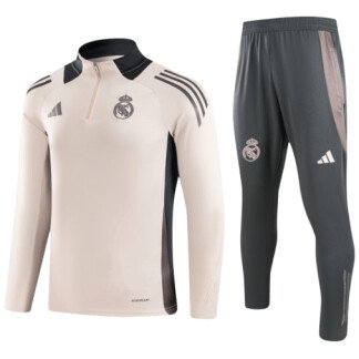 Real Madrid 24/25 Beige Half-Zip Tracksuit (Kids Sizing)