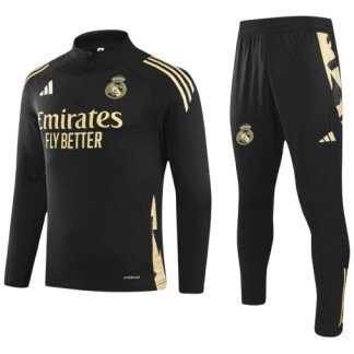 Real Madrid 24/25 Black Half-Zip Tracksuit (Kids Sizing)