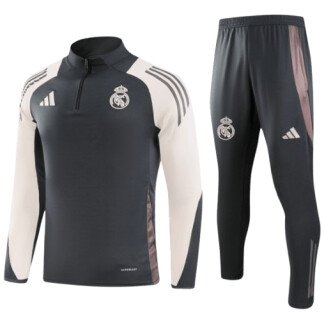 Real Madrid 24/25 Dark Grey Half-Zip Tracksuit (Kids Sizing)