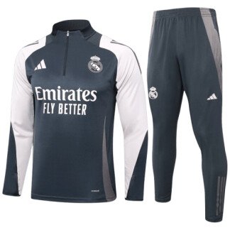 Real Madrid 24/25 Navy Blue/Beige Half-Zip Tracksuit (Kids Sizing)