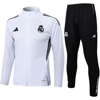 Real Madrid 24/25 Black & White Full-Zip Tracksuit (Kids Sizing)