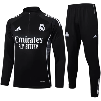 Real Madrid 24/25 Half-Zip Black Training Tracksuit (Kids Sizing)