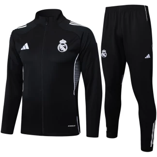Real Madrid 24/25 Black Full-Zip Tracksuit (Kids Sizing)