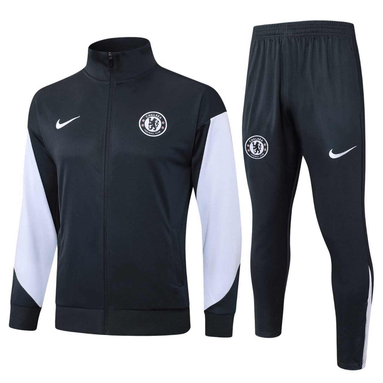 Chelsea 25/26 Kids Black & White Training Tracksuit - SoccerArmor -