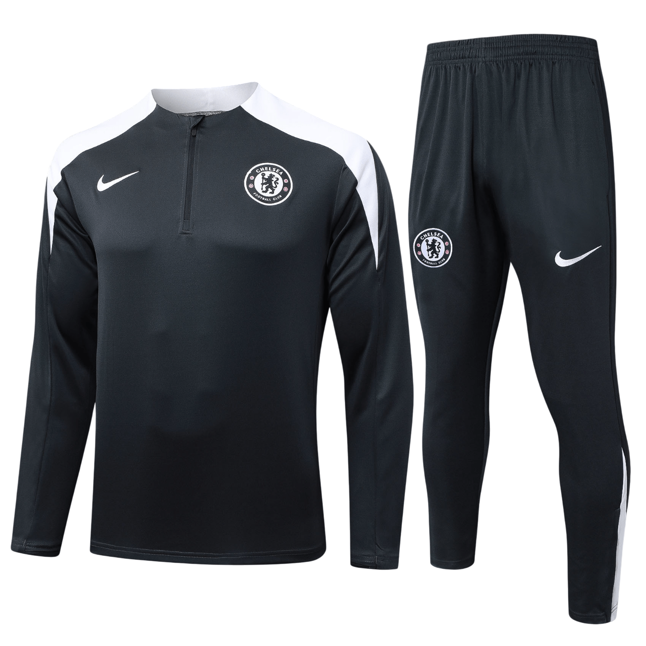Chelsea 25/26 Kids Half-Zip Training Tracksuit (Black) - SoccerArmor -