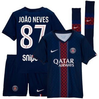 João Neves PSG 25/26 Home Kids Kit