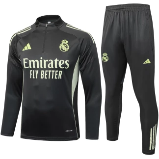 Real Madrid 25/26 Half-Zip Tracksuit (Black/Neon Lime)