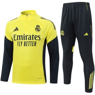 Real Madrid 25/26 Kids Half-Zip Training Tracksuit (Bright Yellow/Black)