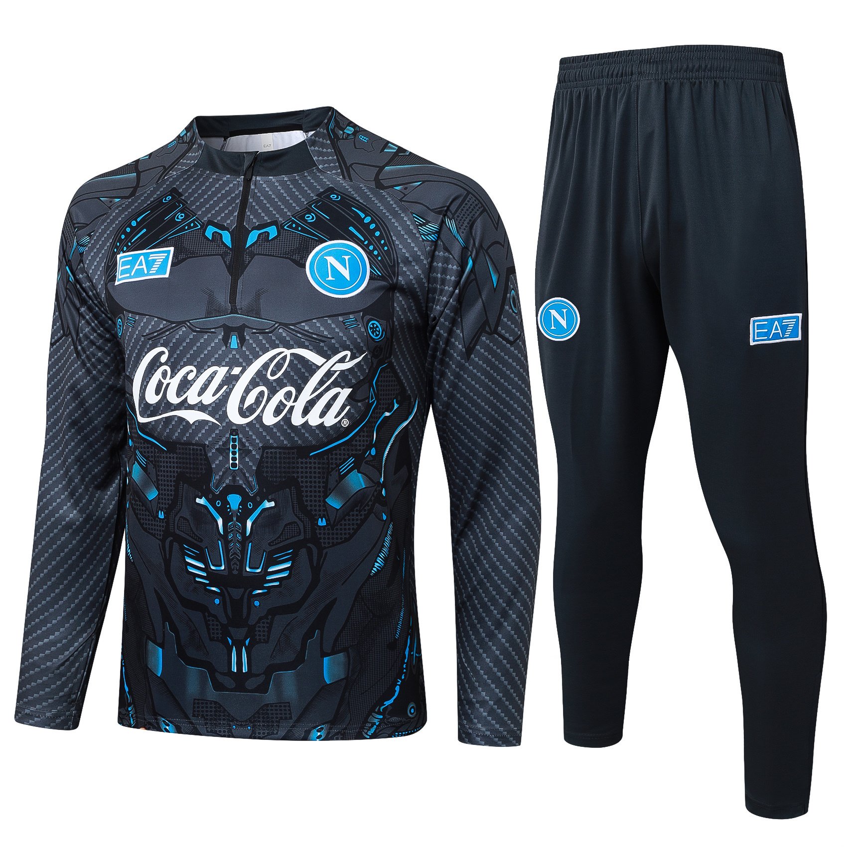 SSC Napoli 25/26 Half-Zip Training Tracksuit (Black/Teal