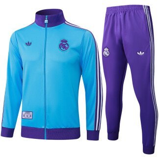Real Madrid 25/26 Sky Blue Full-Zip Tracksuit (Kids Sizing)
