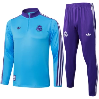 Real Madrid 25/26 Sky Blue Half-Zip Tracksuit (Kids Sizing)
