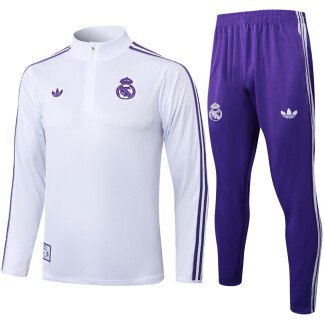 Real Madrid 25/26 White Half-Zip Tracksuit (Kids Sizing)