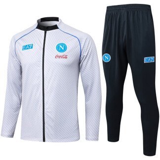 SSC Napoli 25/26 Light Grey Full-Zip Tracksuit (Kids Sizing)