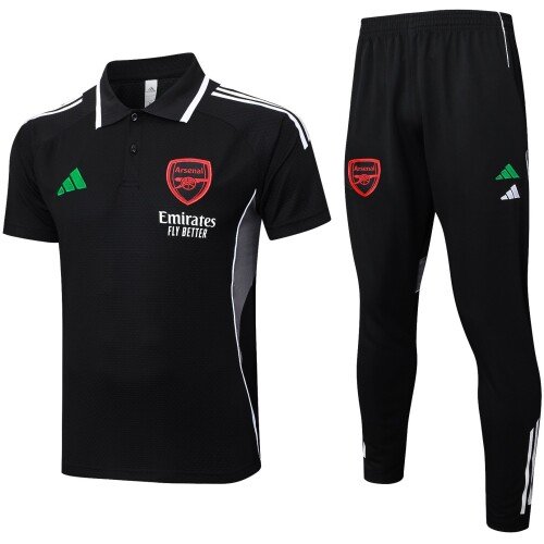 Arsenal 25/26 Black Polo Training Set - SoccerArmor