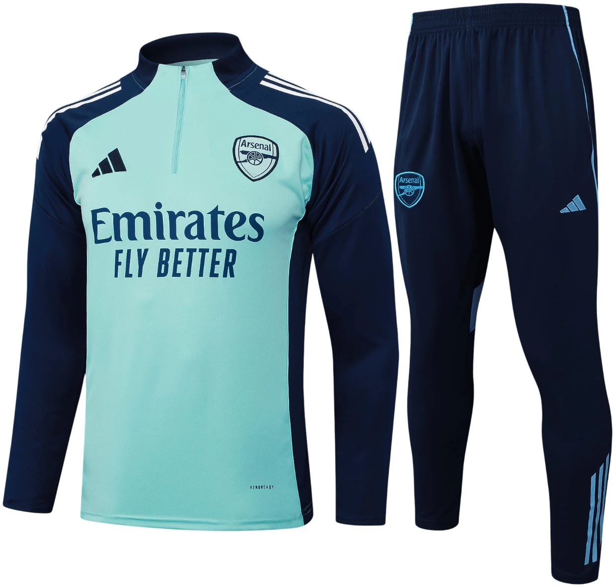 Arsenal 25/26 Half-Zip Mint Green Tracksuit (Kids Sizing) - SoccerArmor