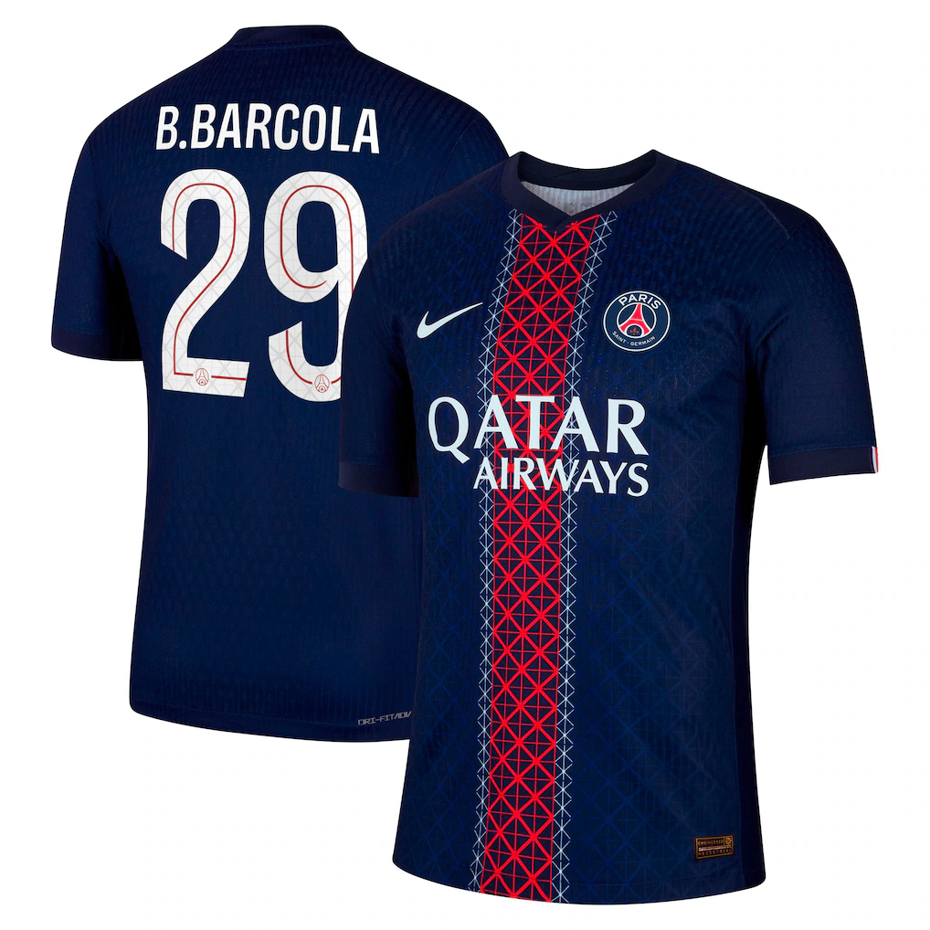 B.Barcola PSG 2526 Authentic Home Jersey (Cup printing)
