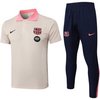 Barcelona 25/26 Training Polo Set (Beige/Navy)