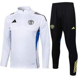 Manchester United 25/26 Half-Zip White Tracksuit (Kids Sizing)