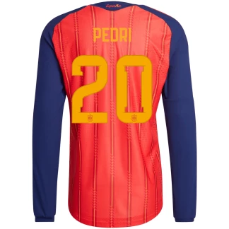 Pedri Spain 26/27 Authentic Home Long Sleeve Jersey