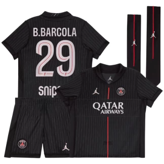 B.Barcola PSG 25/26 Fourth Kids Kit