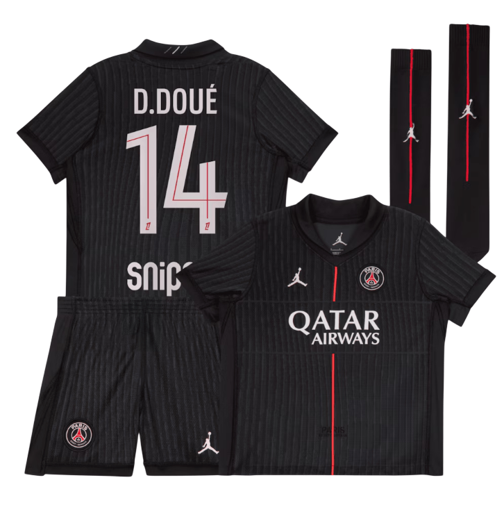D.Doué PSG 2526 Fourth Kids Kit-
