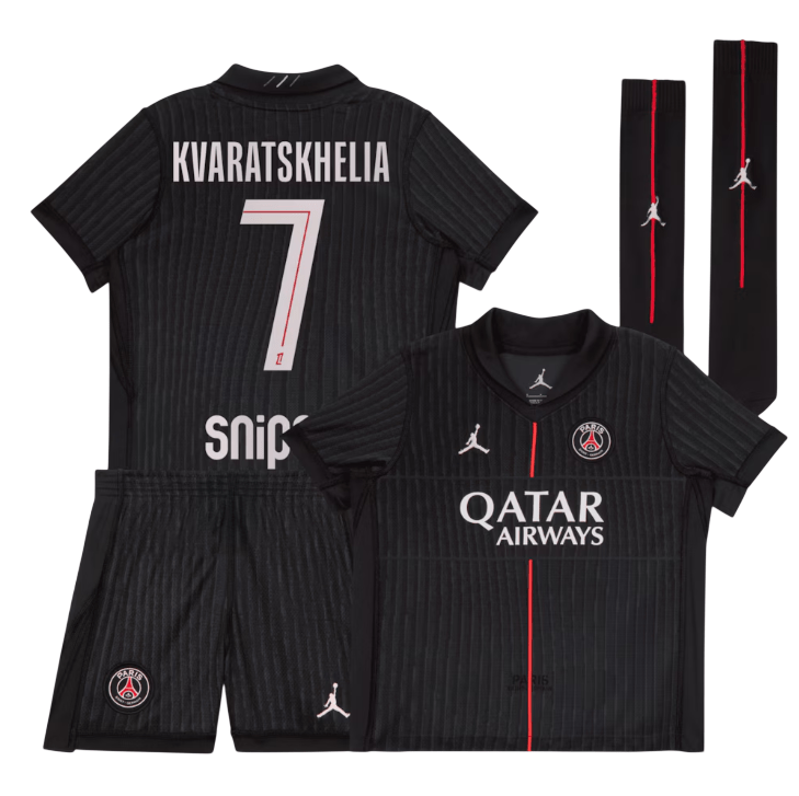 Kvaratskhelia PSG 2526 Fourth Kids Kit-