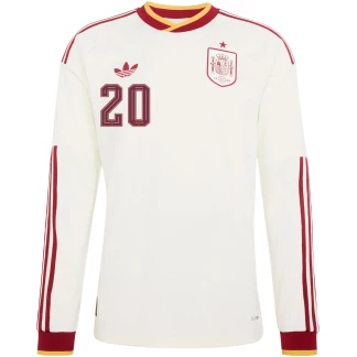 Pedri Spain 26/27 Authentic Away Long Sleeve Jersey
